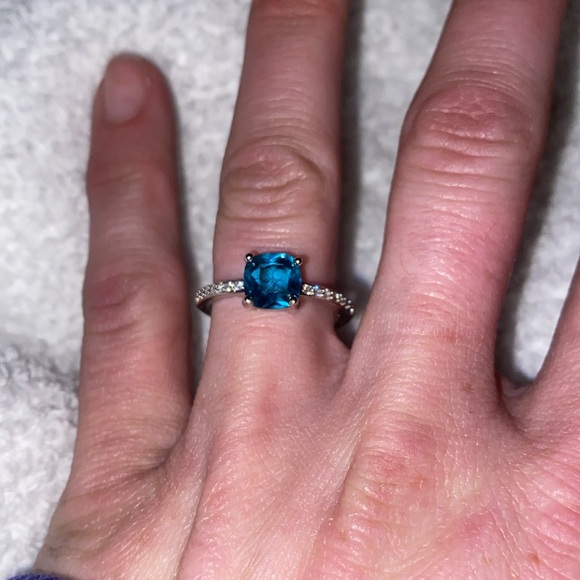 SOLD 💍 Women's Fashion Jewelry Ring 925 Sterling Silver Blue Sapphire Wedding - Picture 3 of 4